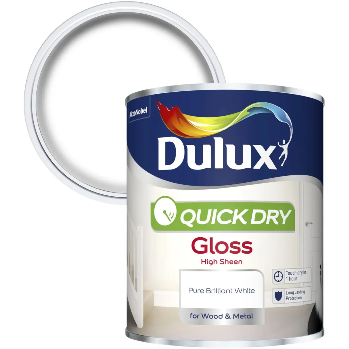 Dulux Water Based Gloss White 750ml - Image 2