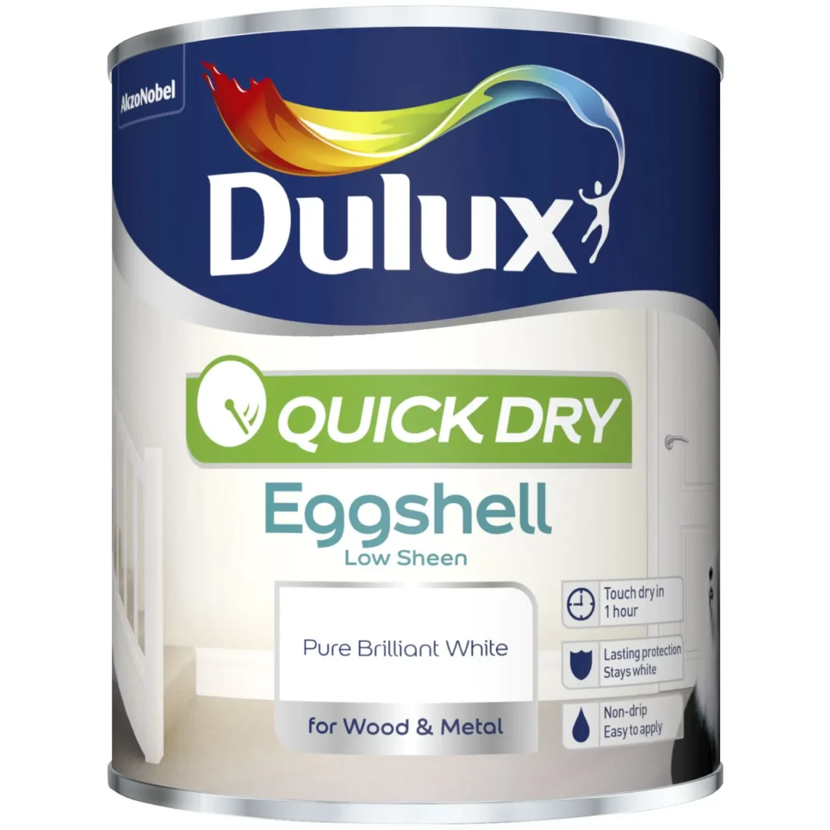 Dulux Water Based Eggshell White 750ml - Image 1
