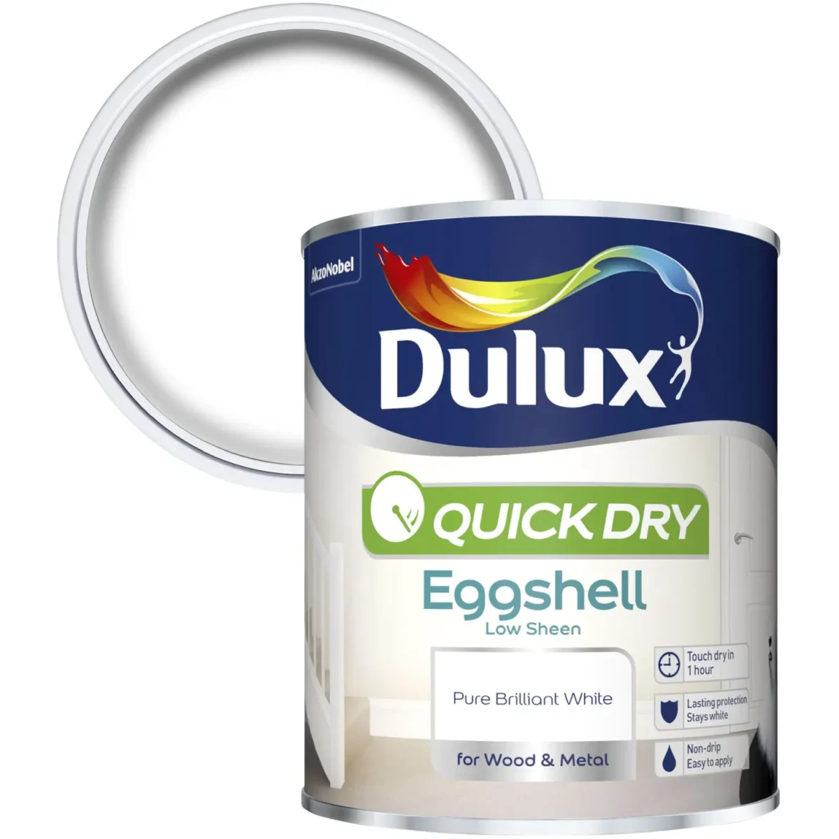 Dulux Water Based Eggshell White 750ml - Image 2