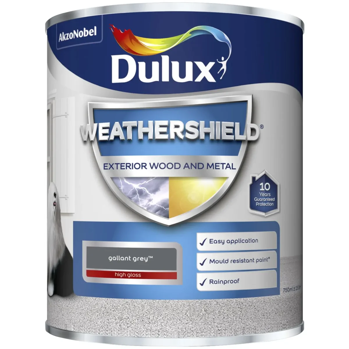 Dulux Weathershield Exterior Gloss Gallant Grey 750ml - Image 1