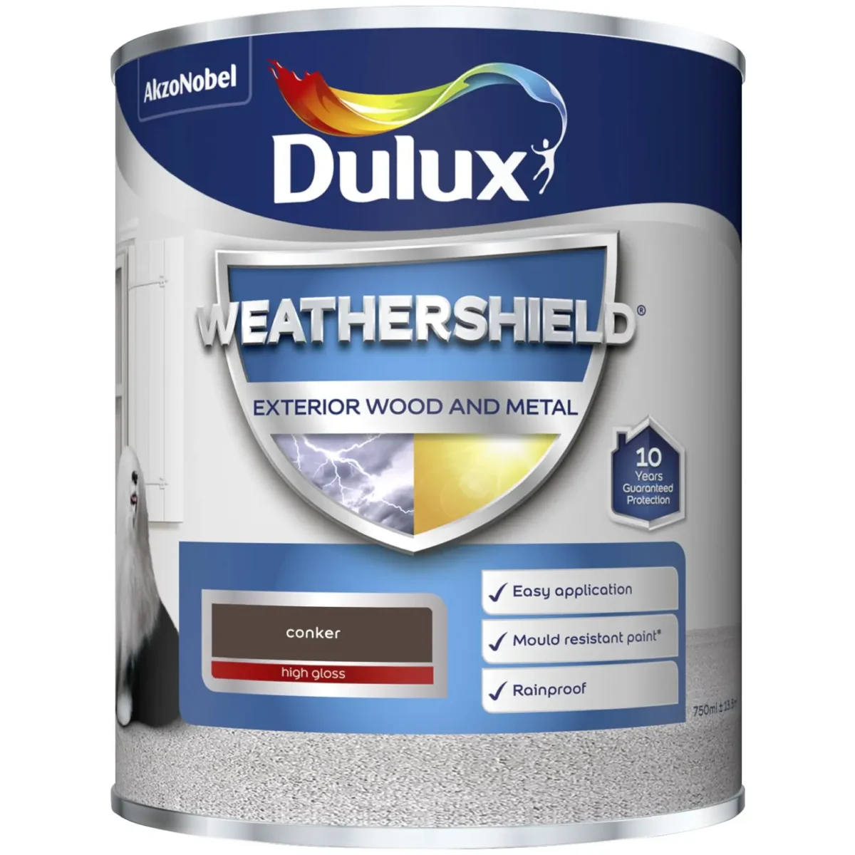 Dulux Weathershield Exterior Gloss Conker 750ml - Image 1