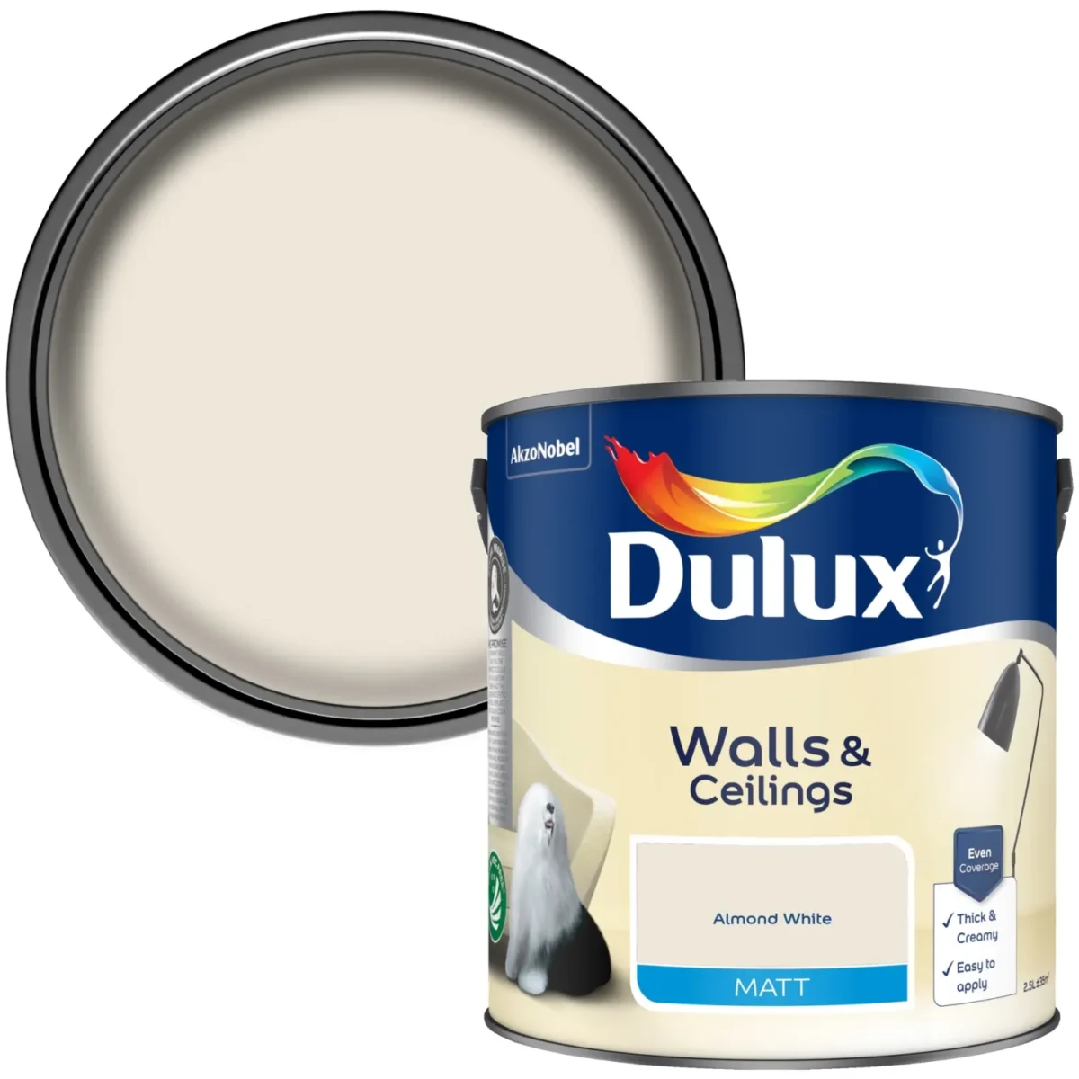 Dulux Matt Almond White 2.5L - Image 2
