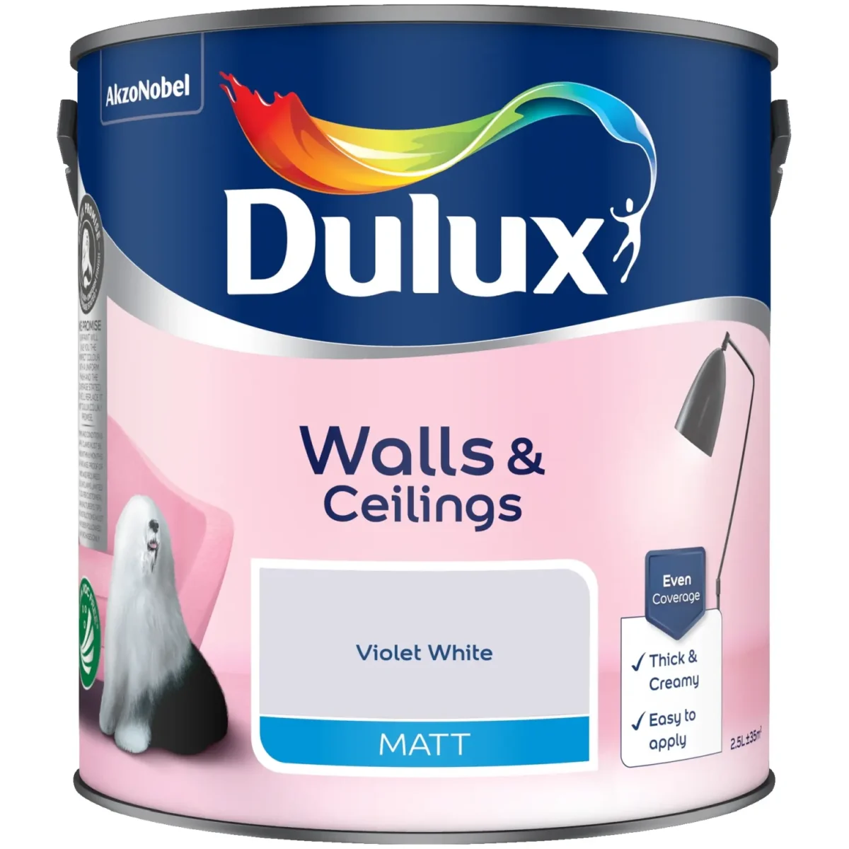 Dulux Matt Violet White 2.5L - Image 1