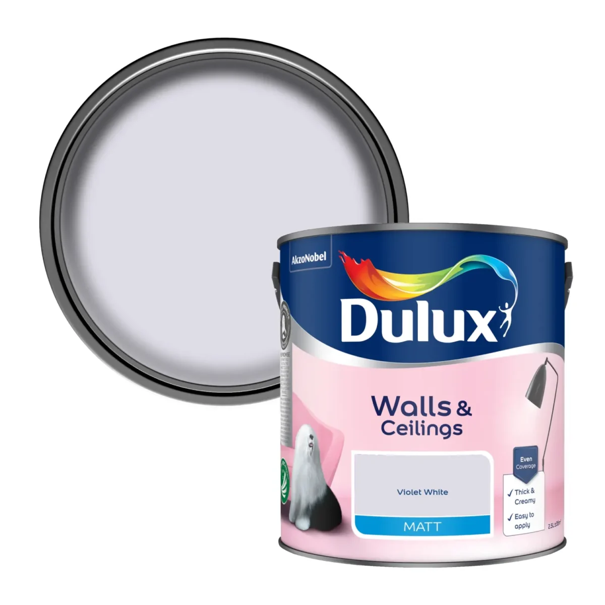 Dulux Matt Violet White 2.5L - Image 2