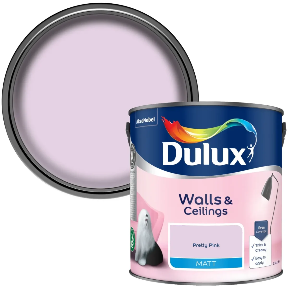 Dulux Matt Pretty Pink 2.5L - Image 2