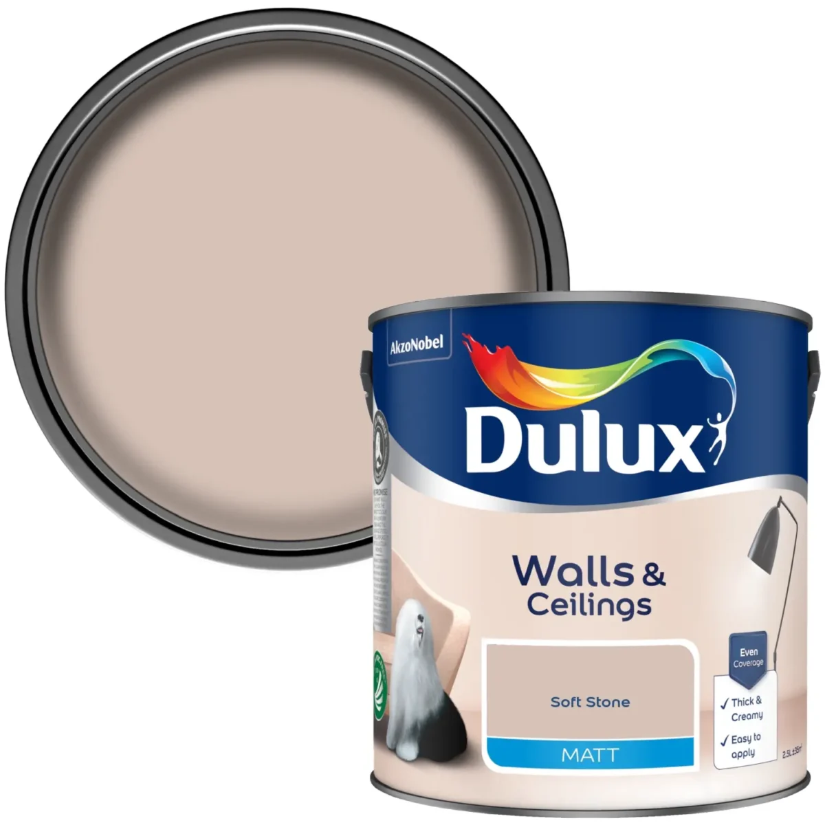 Dulux Matt Soft Stone 2.5L - Image 2