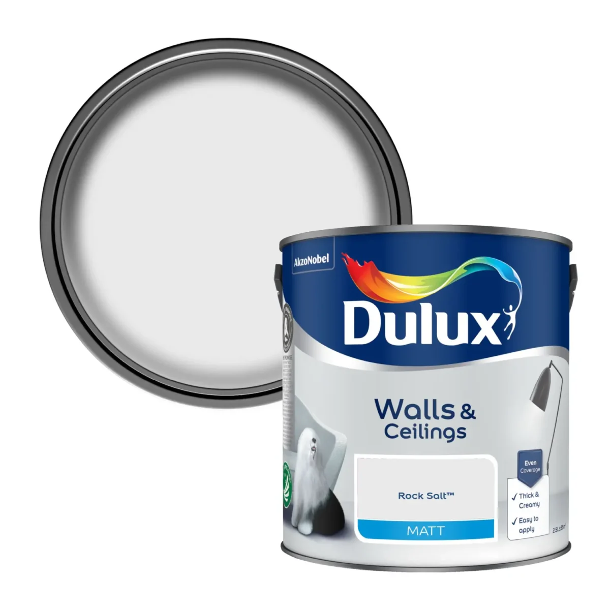 Dulux Matt Rock Salt 2.5L - Image 2