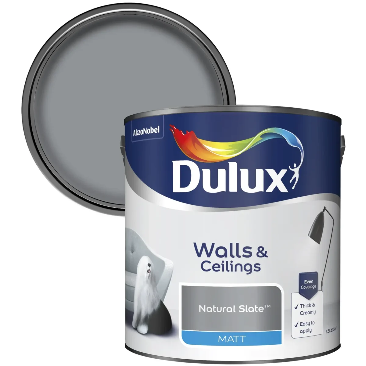 Dulux Matt Natural Slate 2.5L - Image 2