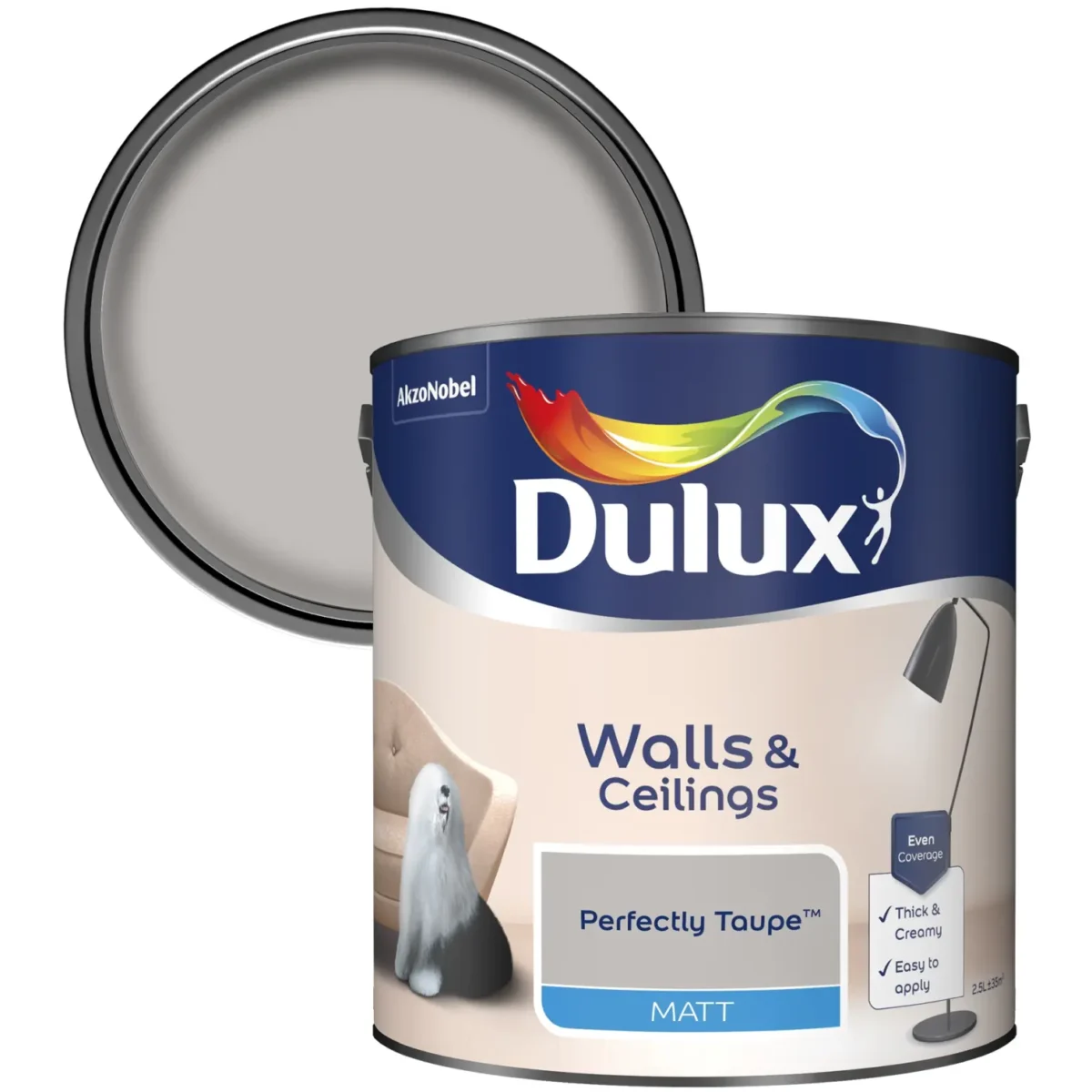 Dulux Matt Perfectly Taupe 2.5L - Image 2