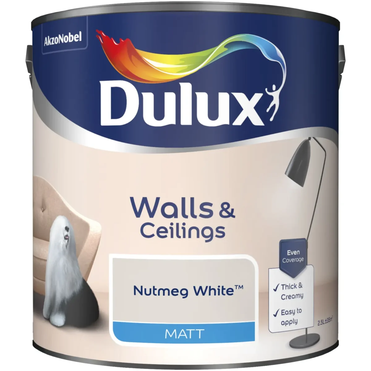 Dulux Matt Nutmeg White 2.5L - Image 1