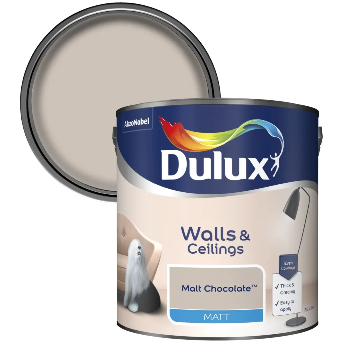 Dulux Matt Malt Chocolate 2.5L - Image 2