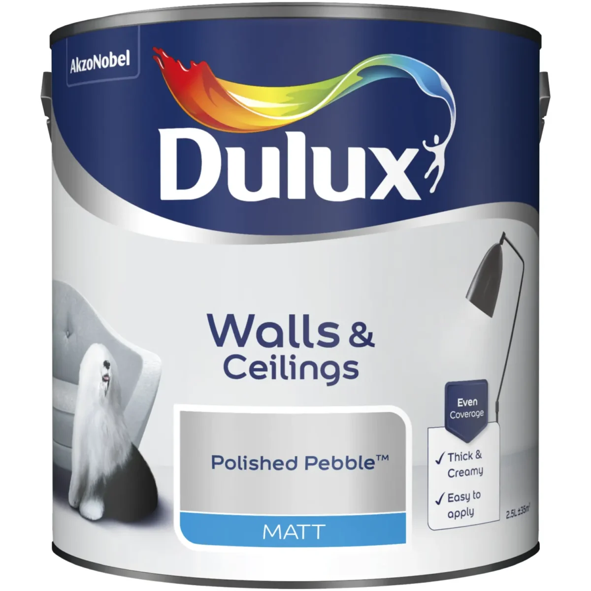 Dulux Matt Polished Pebble 2.5L - Image 1