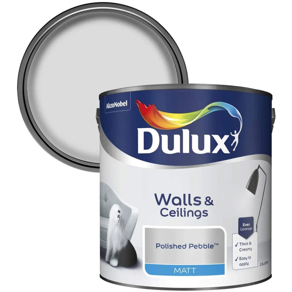 Dulux Matt Polished Pebble 2.5L - Image 2