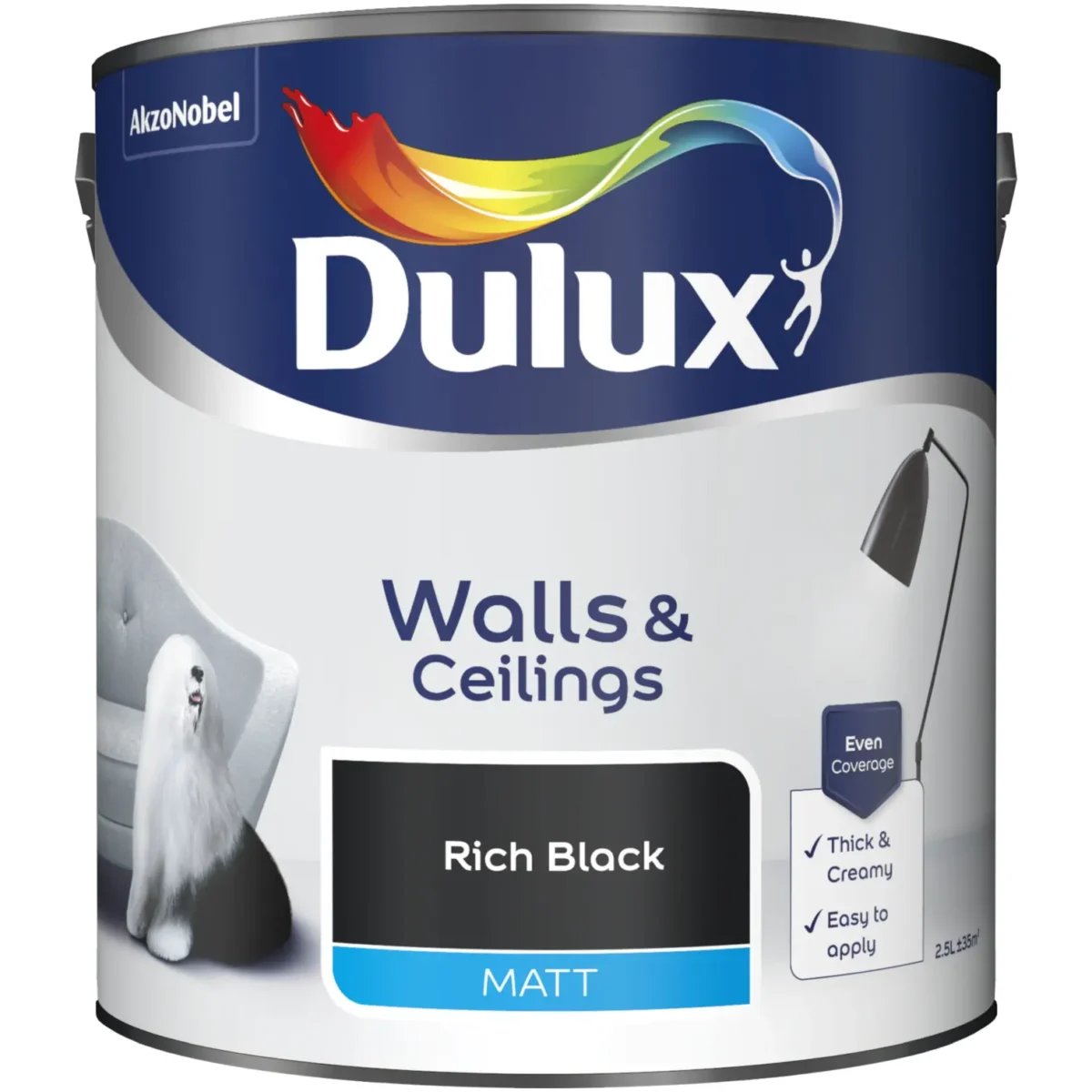 Dulux Matt  Rich Black 2.5L - Image 1