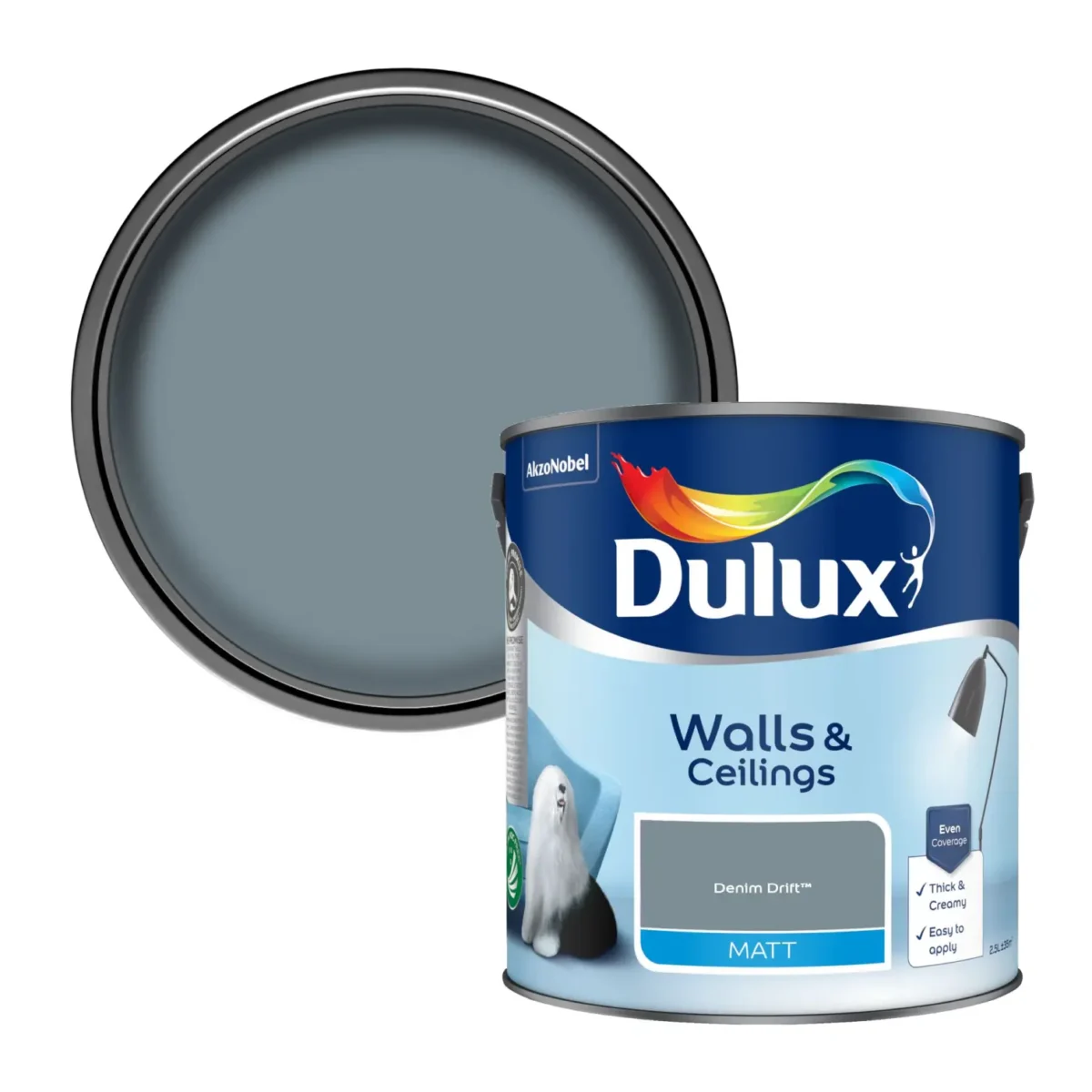 Dulux Matt Denim Drift 2.5L - Image 2