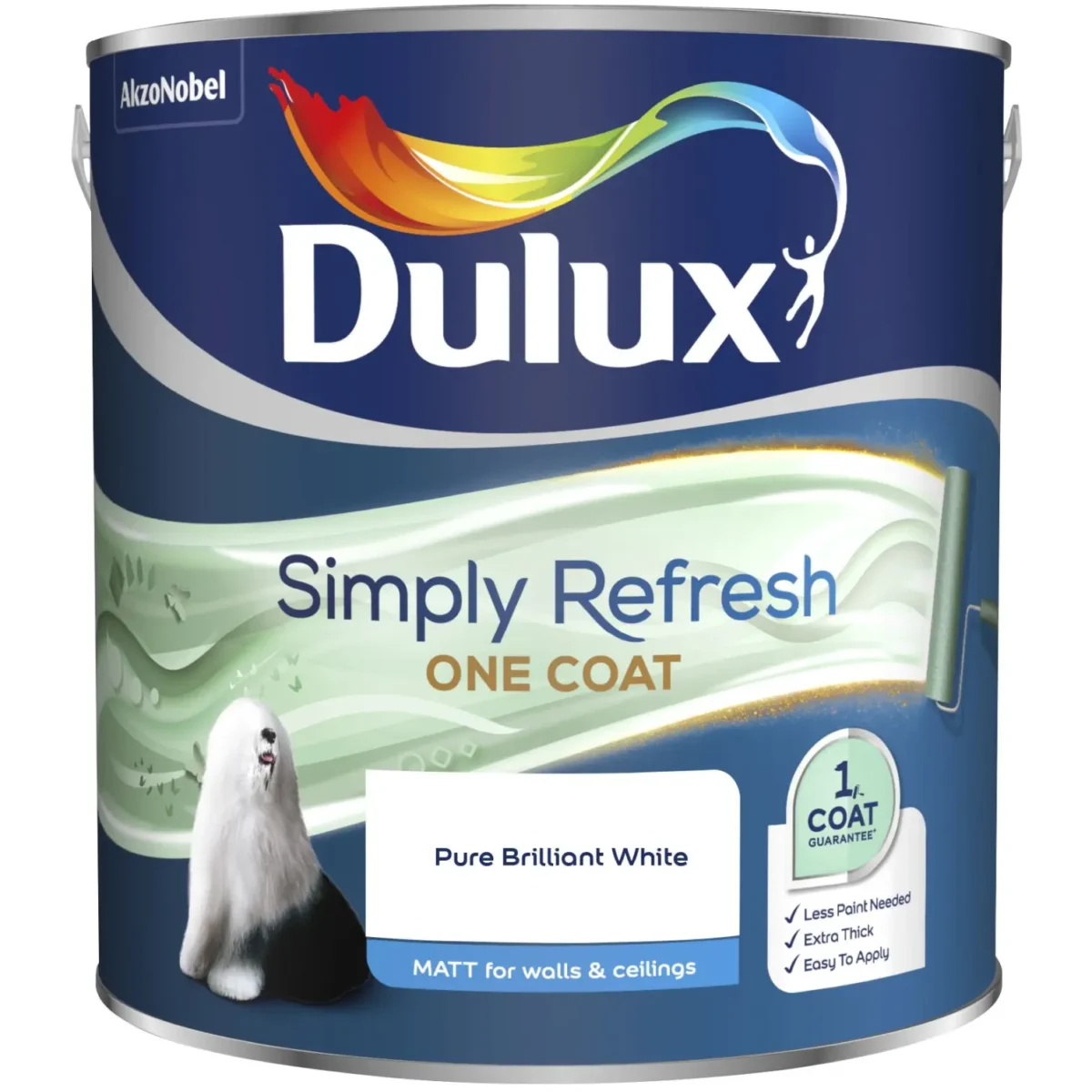 Dulux Simply Refresh Pure Brilliant White 2.5L - Image 1