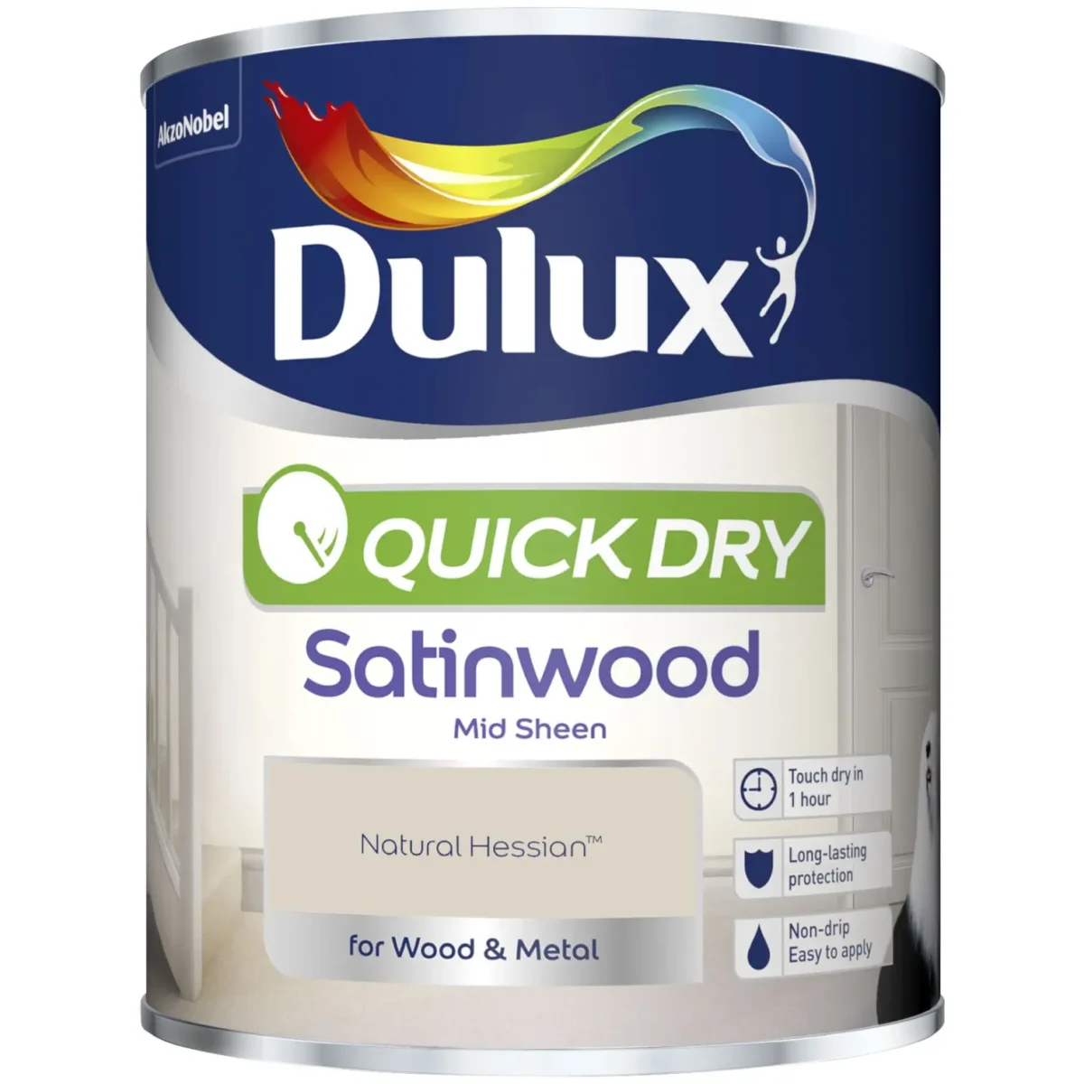 Dulux Quick Dry Satinwood Natural Hessian 750ml - Image 1