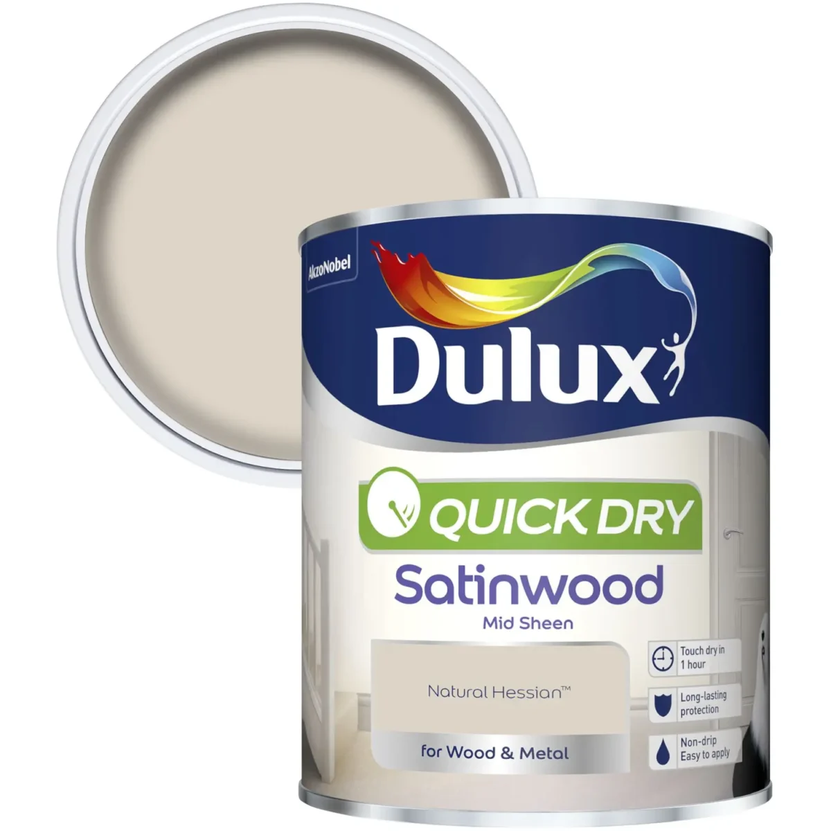 Dulux Quick Dry Satinwood Natural Hessian 750ml - Image 2