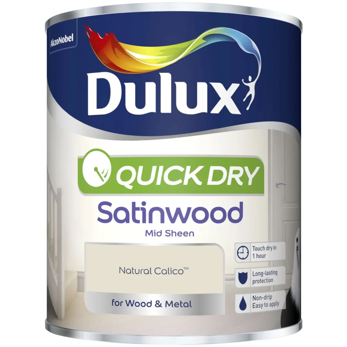 Dulux Quick Dry Satinwood Natural Calico 750ml - Image 1