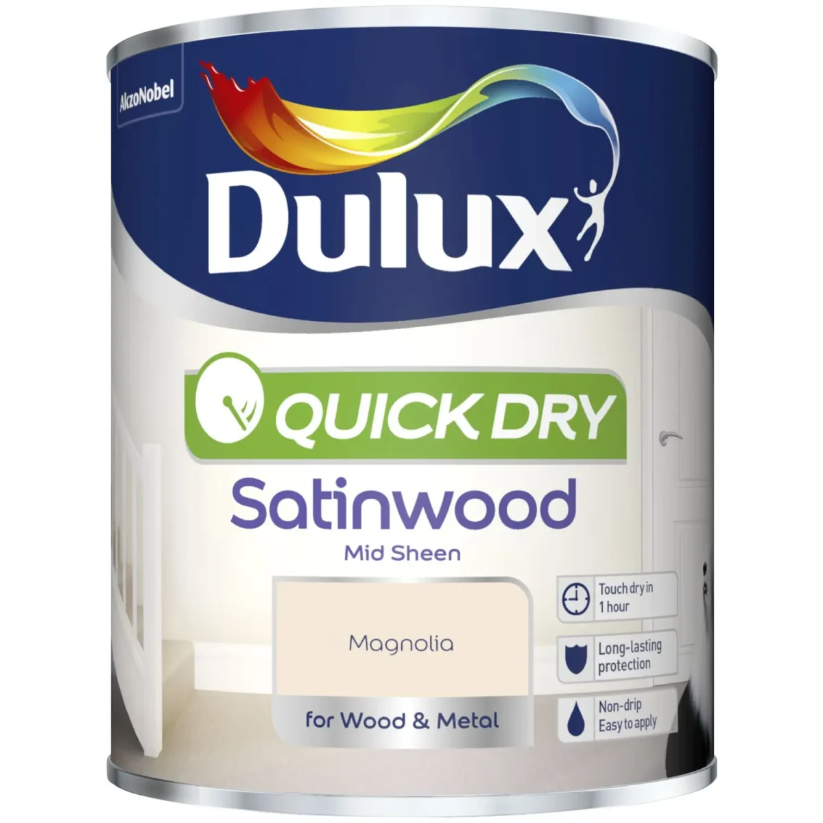 Dulux Quick Dry Satinwood Magnolia 750ml - Image 1