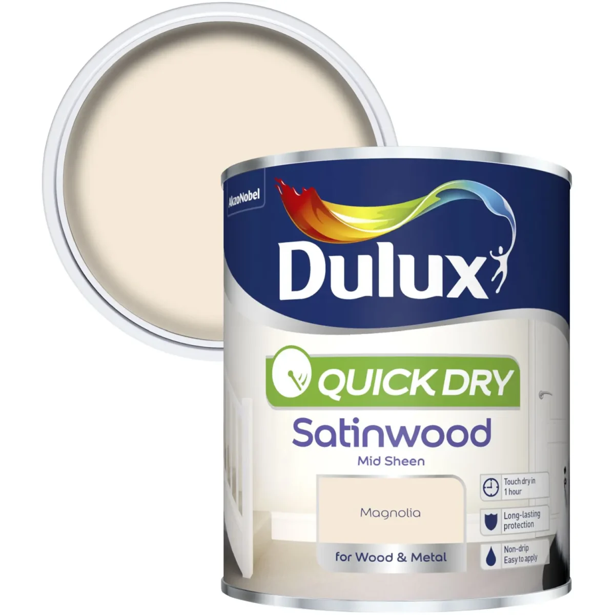 Dulux Quick Dry Satinwood Magnolia 750ml - Image 2
