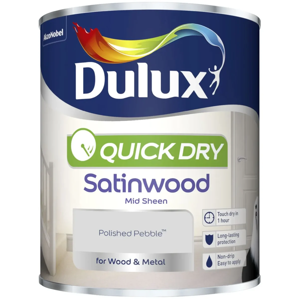Dulux Quick Dry Satinwood Polished Pebble 750ml - Image 1