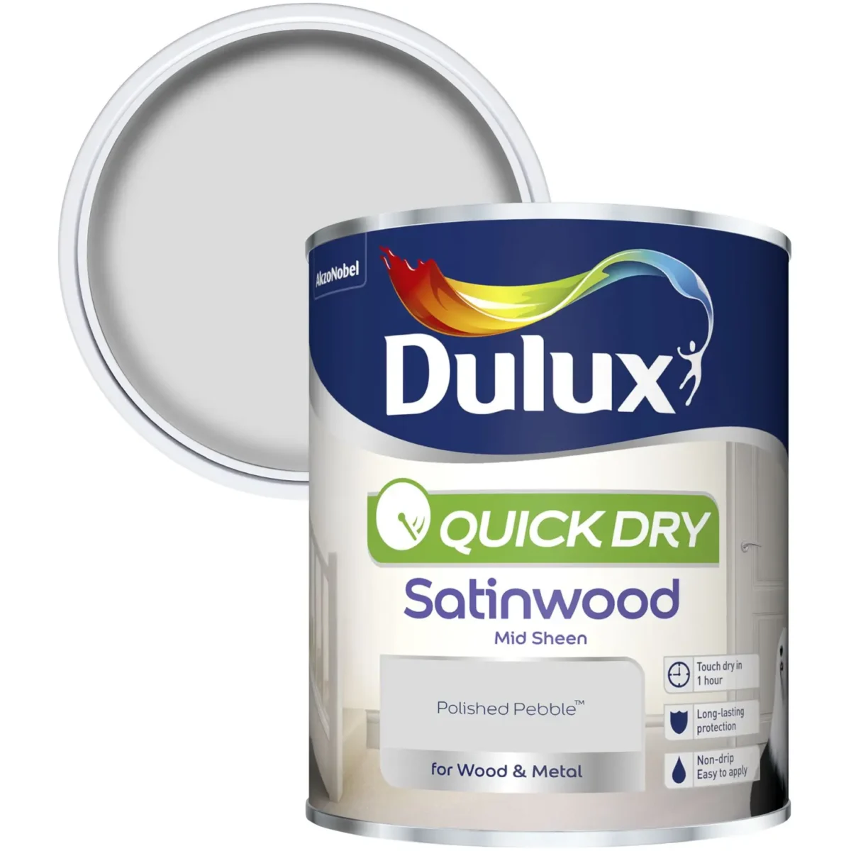 Dulux Quick Dry Satinwood Polished Pebble 750ml - Image 2