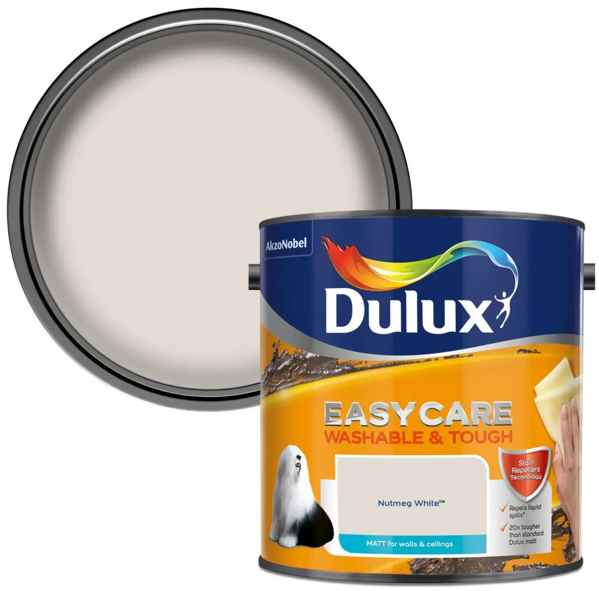 Dulux Easycare Matt Nutmeg White 2.5L - Image 2