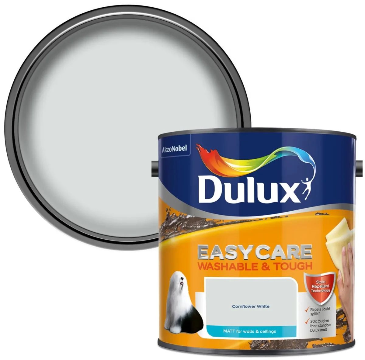 Dulux Easycare Cornflower White 2.5L - Image 2