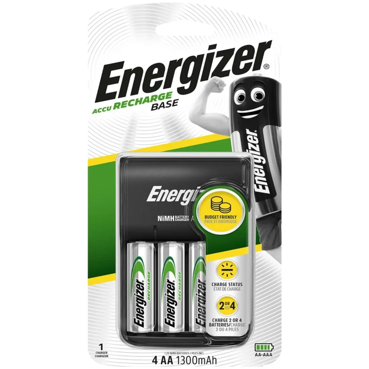 Energizer USB Charger + 4 AA Batteries - Image 1