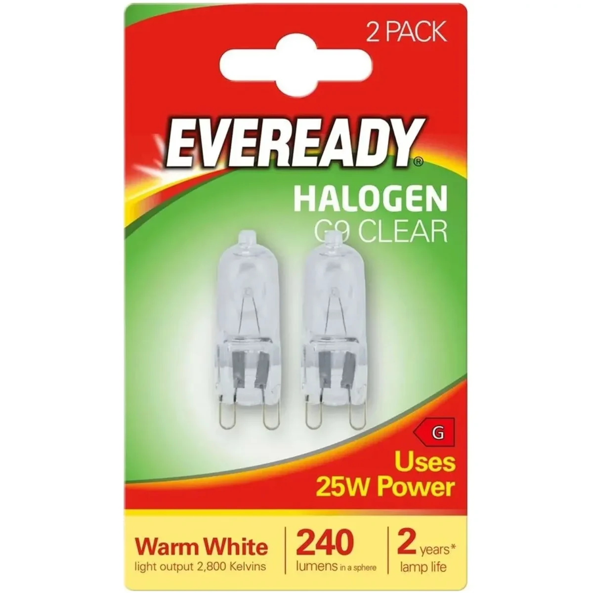 Eveready Halogen G9 Bulb 25W 240 Lumens Warm White Pack of 2 - Image 1
