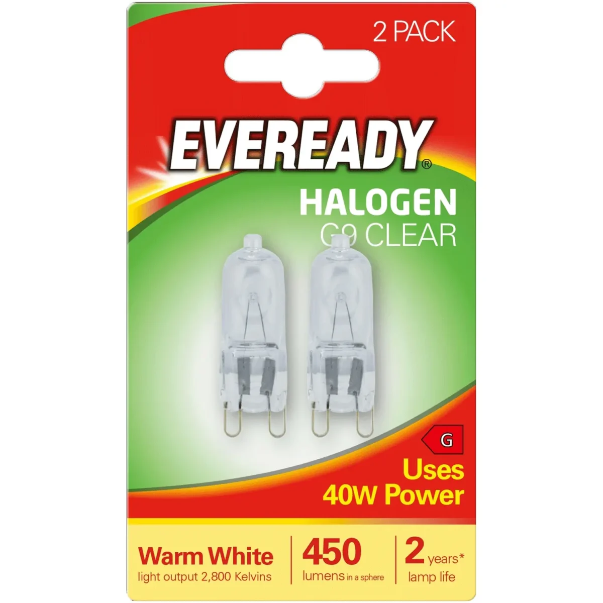 Eveready Halogen G9 Oven Clear 40W Warm White Pack of 2 - Image 1
