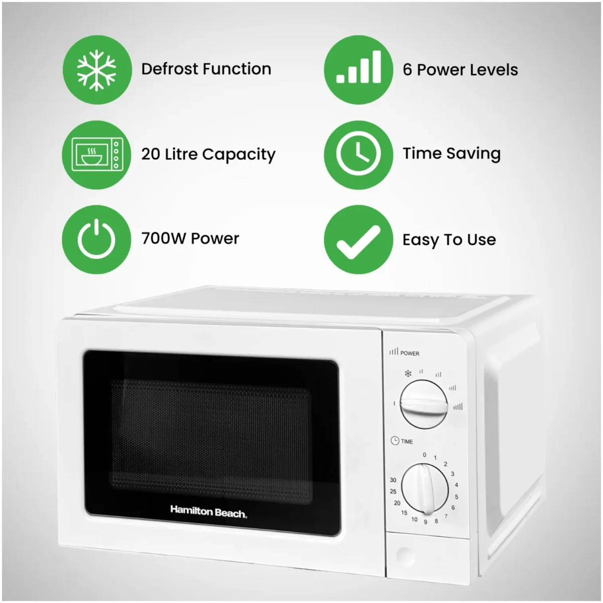 Hamilton Beach 700w 20l Microwave White - Image 9