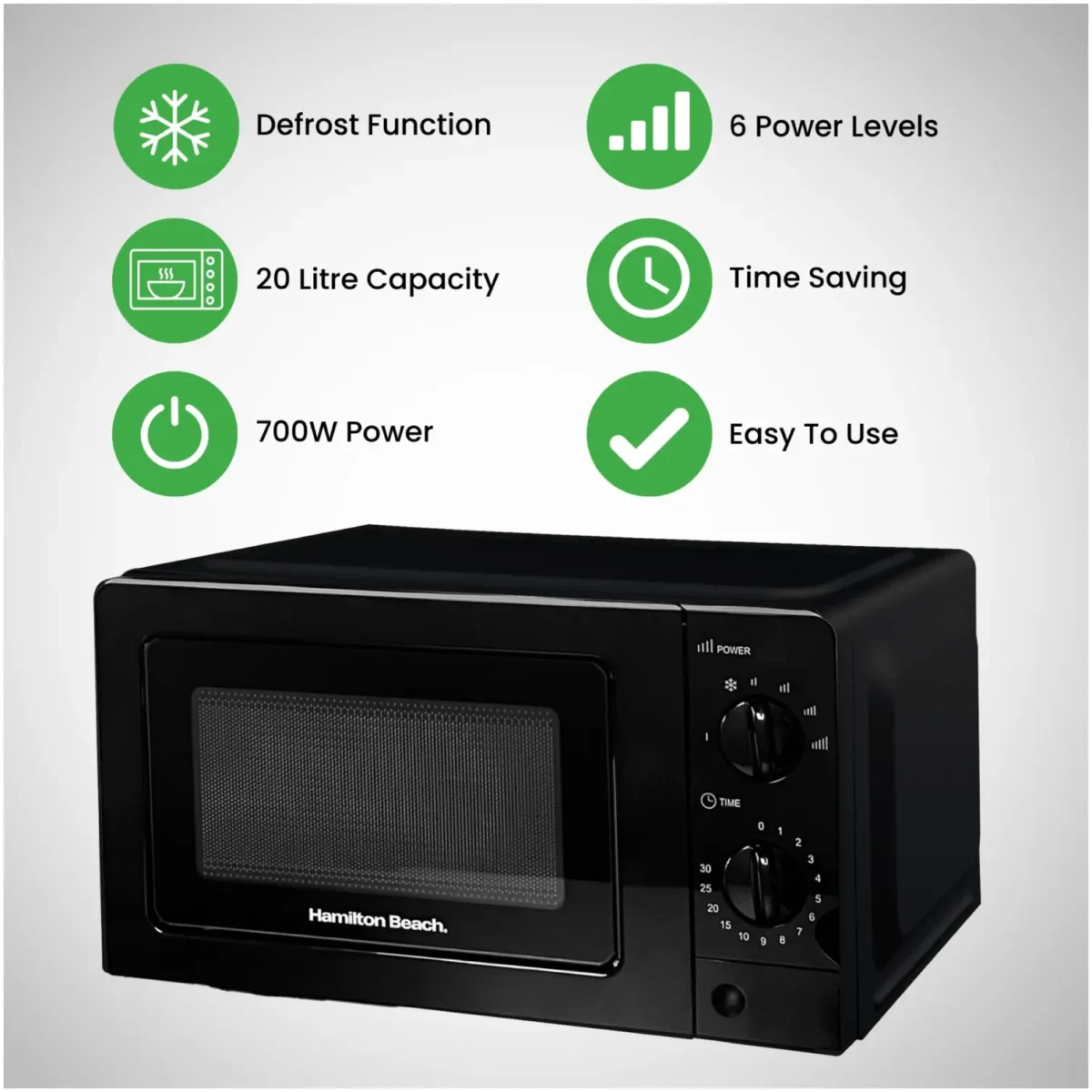 Hamilton Beach HB70T20B Microwave 700w 20 Litre Capacity Black - Image 9