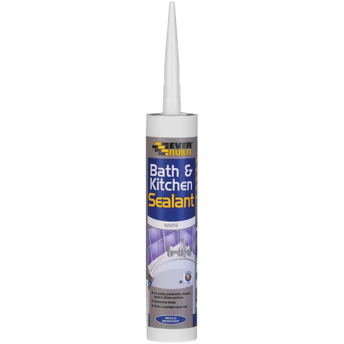 Everbuild White Acrylic Bath & Kitchen Sealant - Image 1