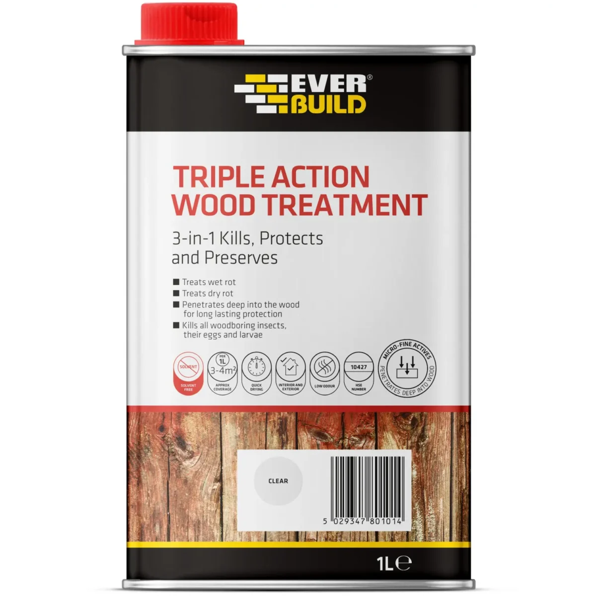Everbuild 1ltr Triple Action Wood Treatment - Image 1