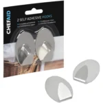 Chef Aid Medium Stainless Steel Self Stick Oval Hooks 2 Pack - Image 3