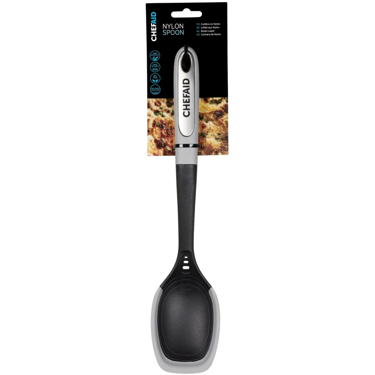Chef Aid Nylon Spoon With Silicone Edge and Measure - Image 1