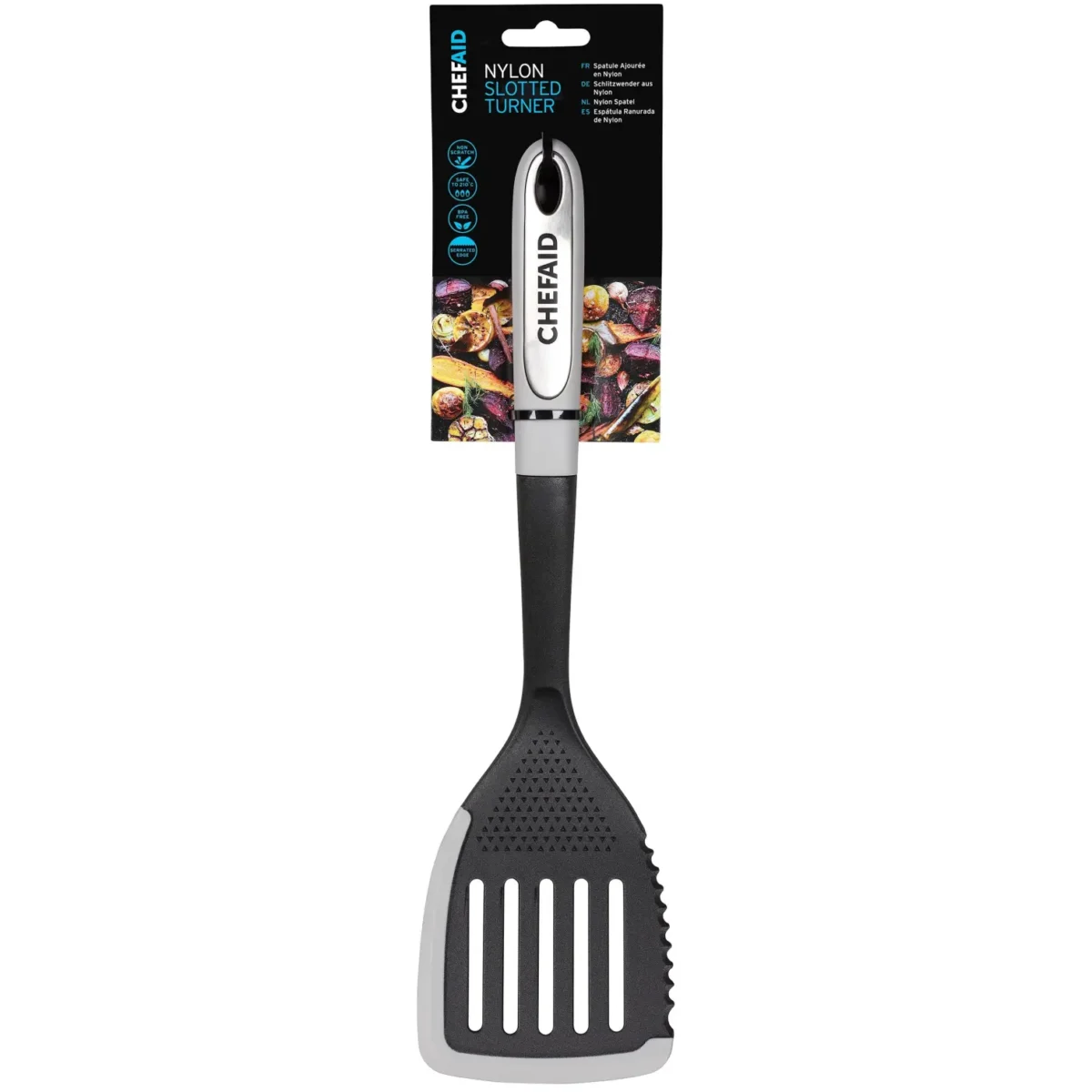 Chef Aid Nylon Slotted Turner With Silicone Edge - Image 1