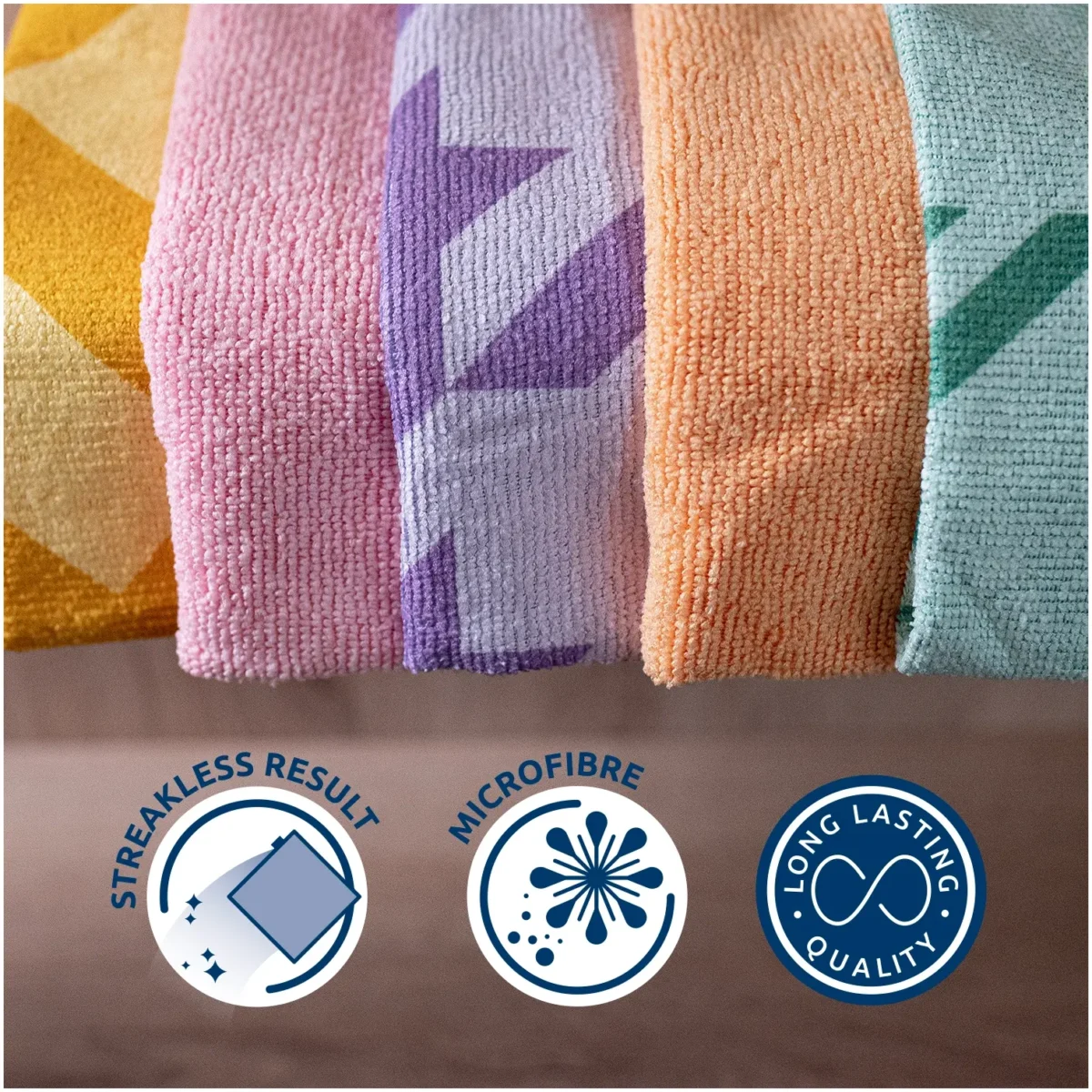 Sorbo Microfibre Cloths Pastel Prints Pack of 5 - Image 2