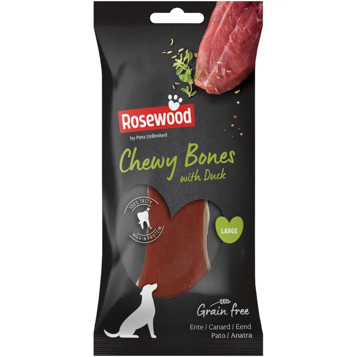 Pets Unlimited Dog Large Chewy Bone with Duck - Image 1