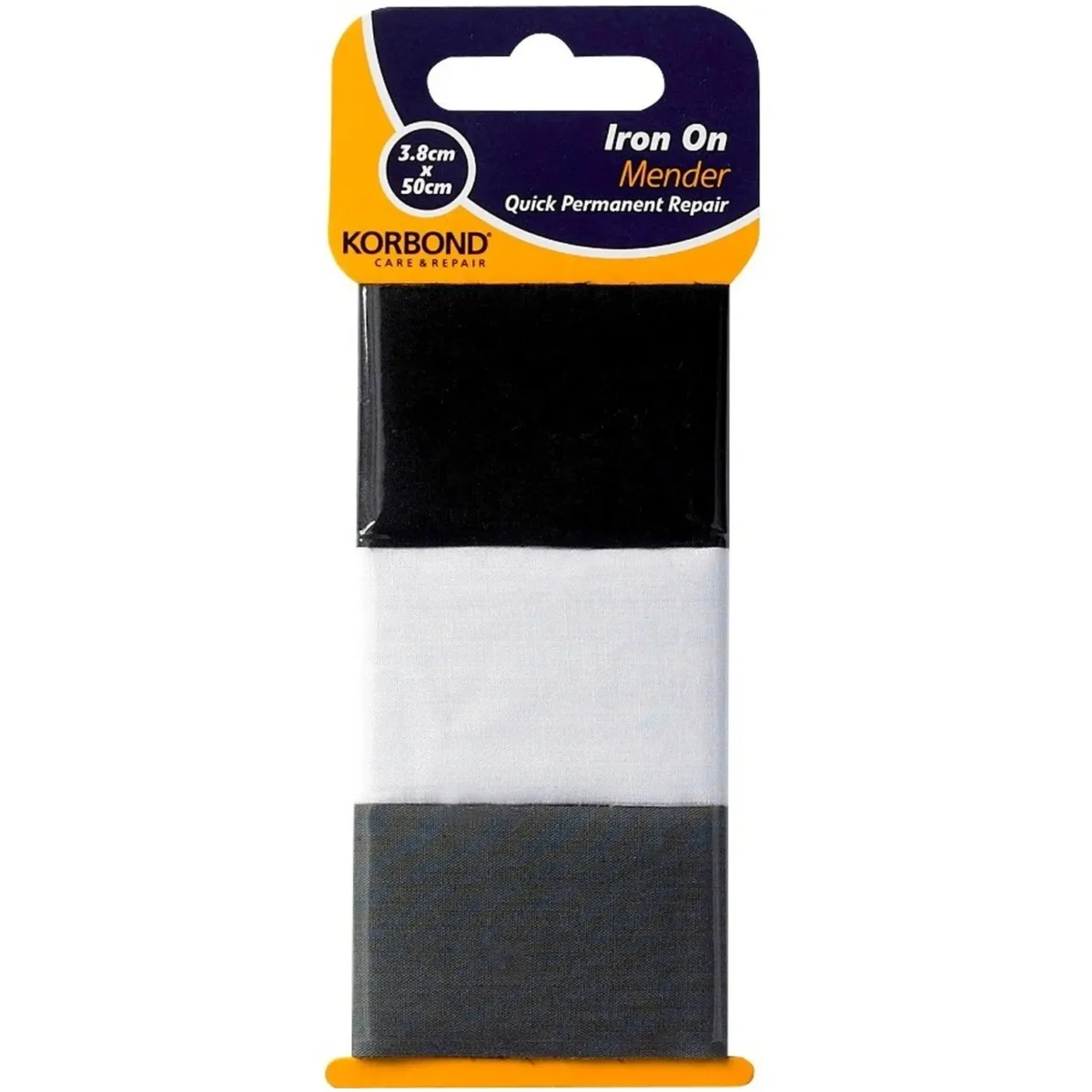 Korbond Iron On Mender Black White & Grey 3.8cm x 50cm
