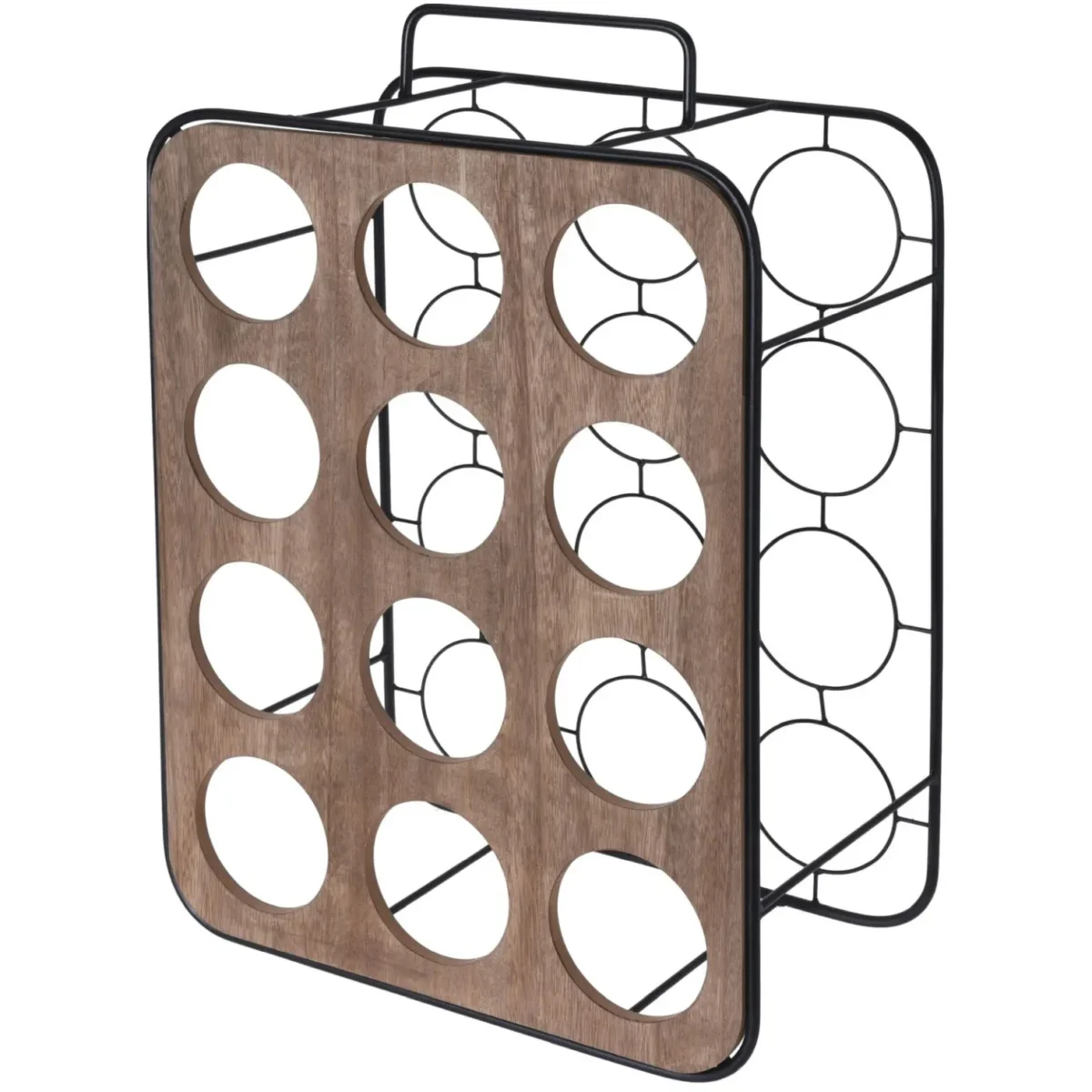 Wine Rack Metal with Wood Holds 12 Bottles