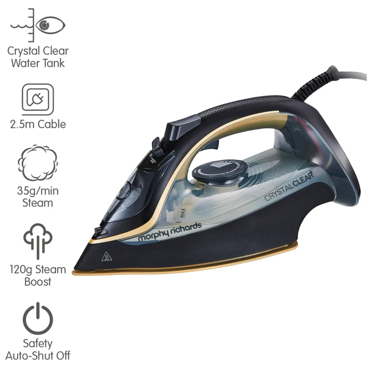 Morphy Richards 300302 2400w Crystal Clear Gold Iron - Image 18