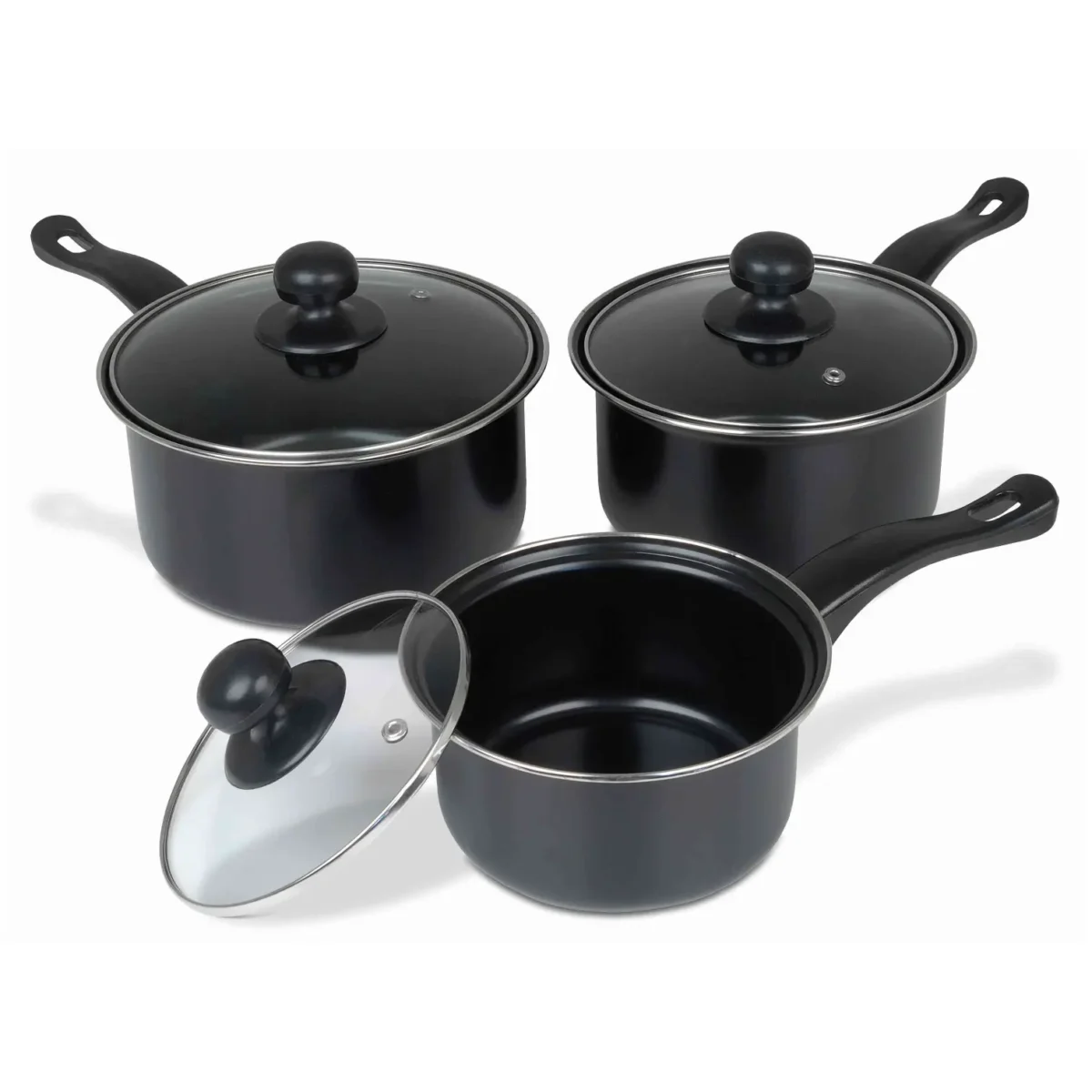 CookEveryDay Cookware Collection Non Stick Saucepan Set 3Pce - Image 1