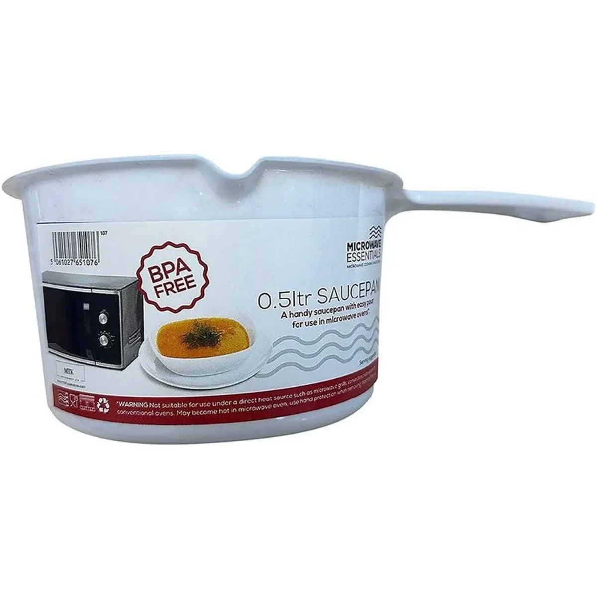 Microwave Essentials Saucepan White 500ml - Image 1