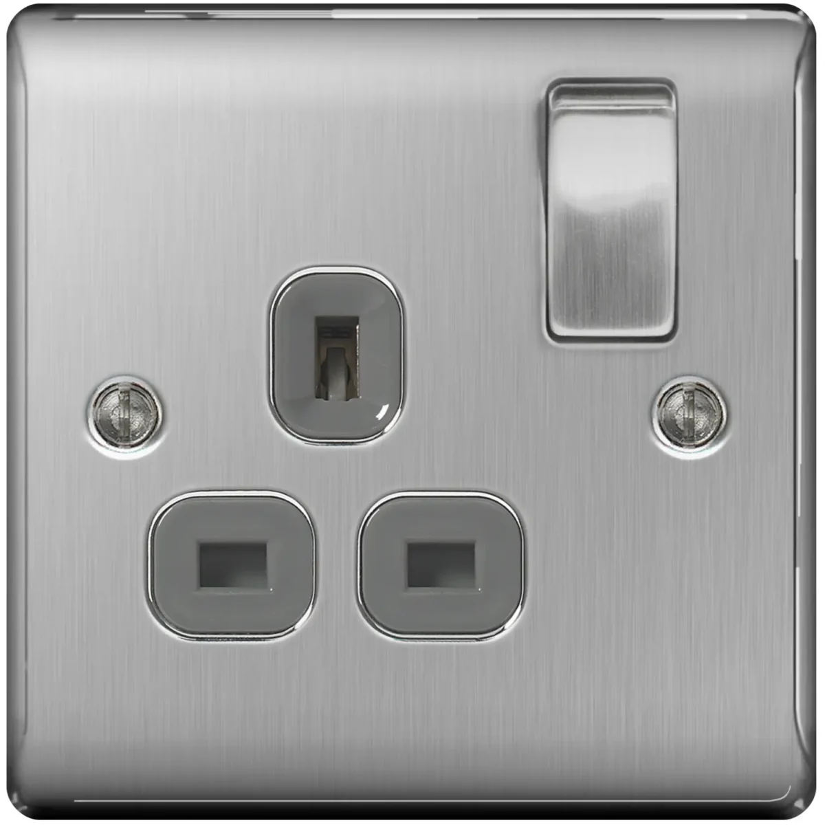 Nexus 1g Switch Socket Brushed Steel - Image 1