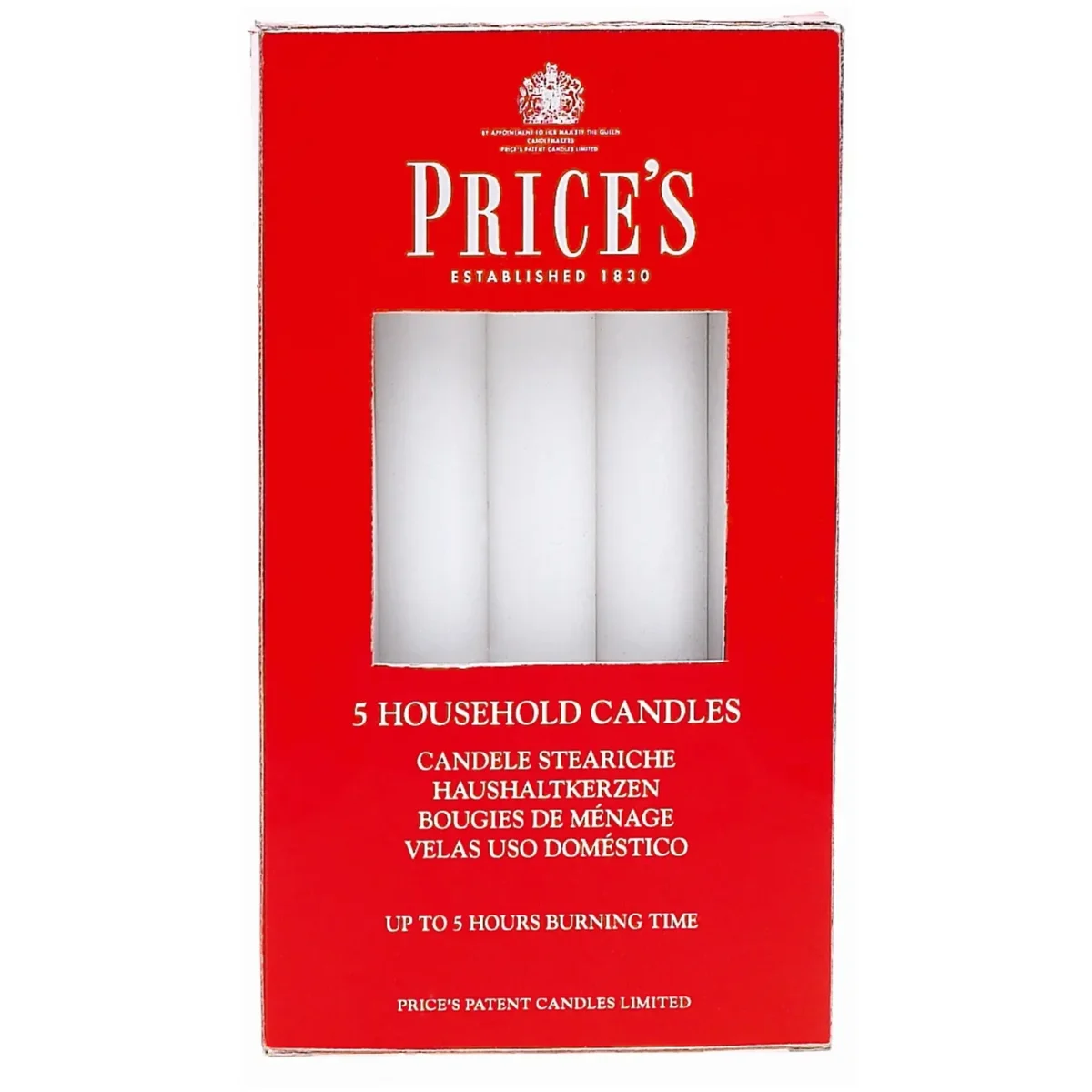 Prices Candles Household Candle 165mm Pack of 5 - Image 1