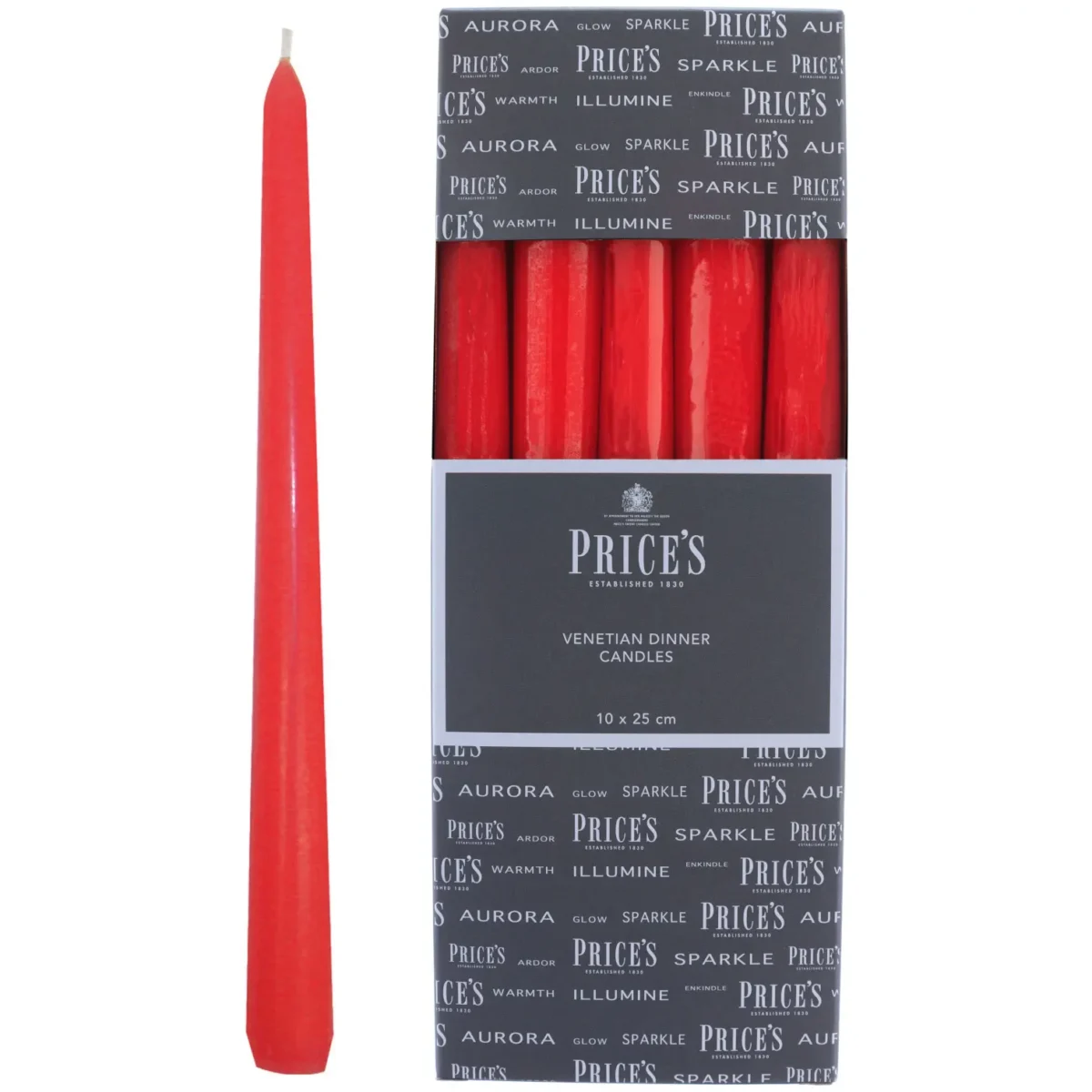 Prices Venetian Dinner Candle Red 25.5cm - Image 1