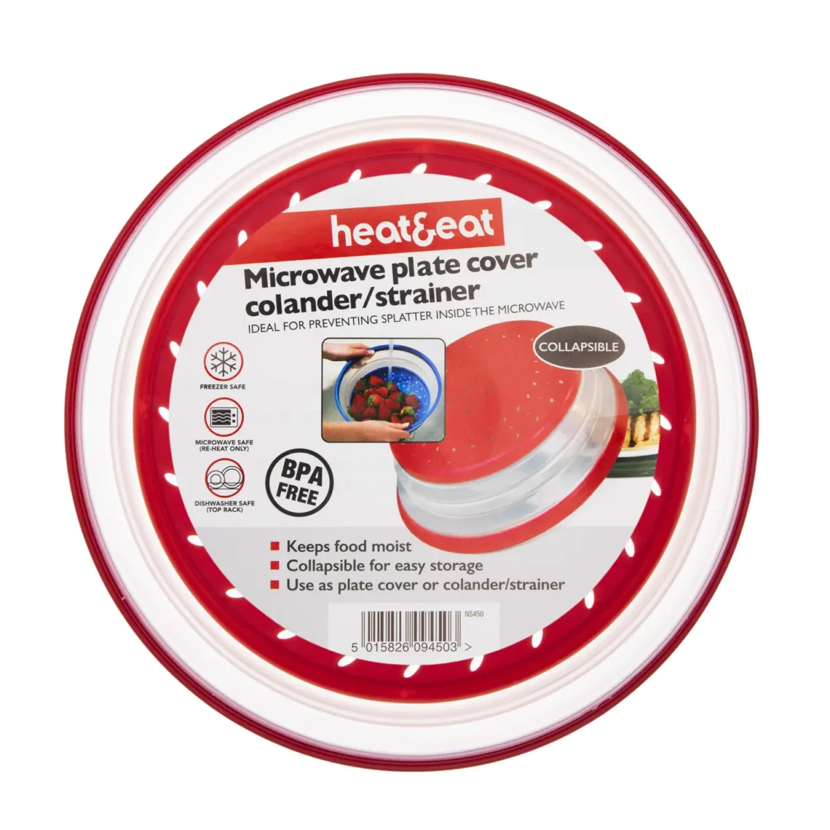 Heat & Eat Collapsible Microwave Plate Cover/Colander/Strainer - Image 2
